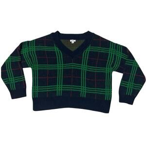 Crown & Ivy v neck plaid pullover sweater woman’s size medium, blue, green, red